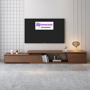 Meja TV Minimalis Modern Kayu Jati Solid "Vektor"