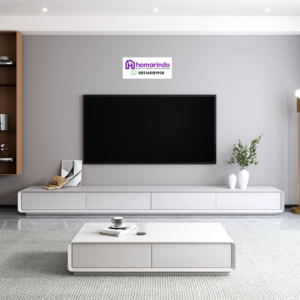 Set Credenza Meja TV Minimalis Modern dan Coffee Table Kayu Jati