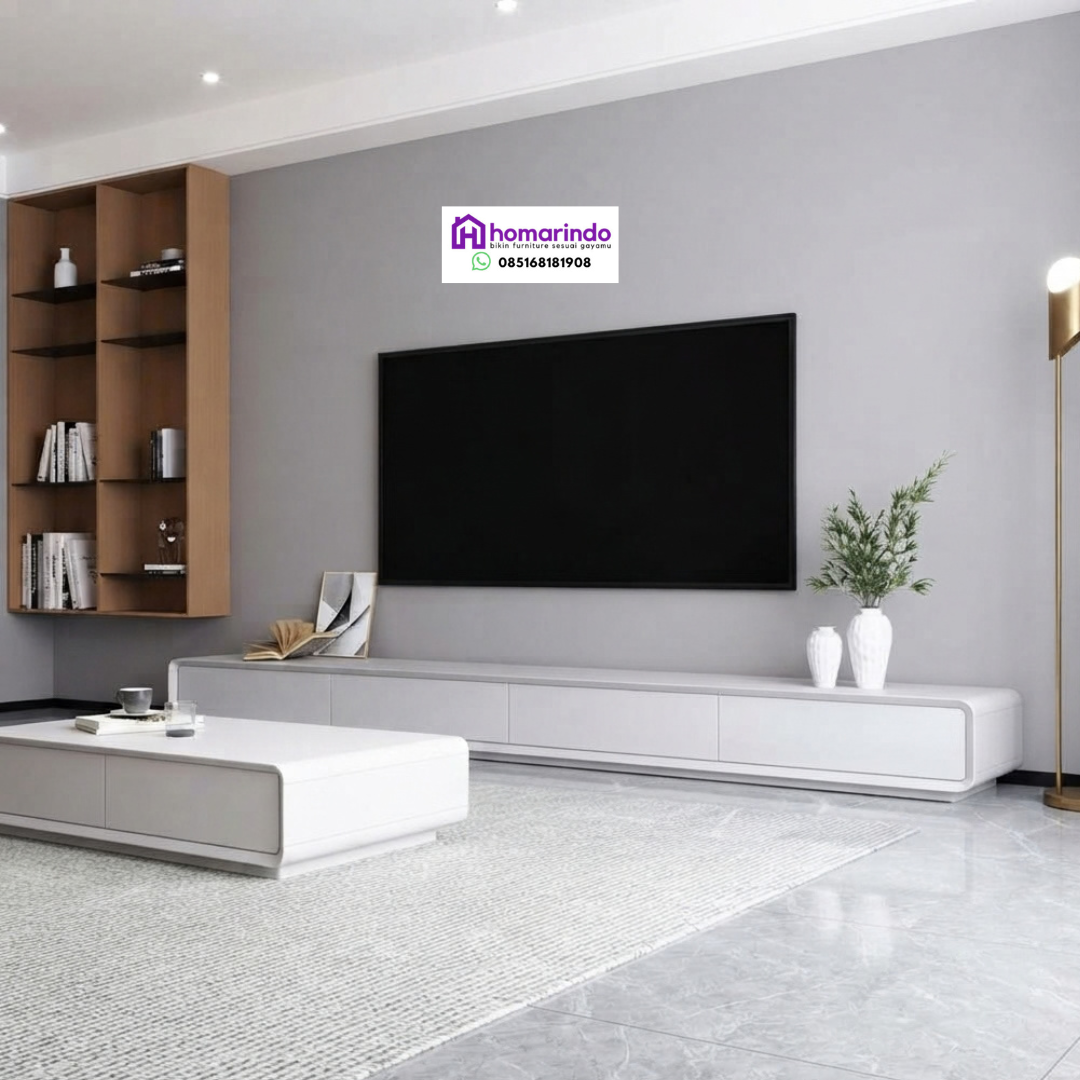 Set Credenza Meja TV Minimalis Modern dan Coffee Table Kayu Jati Set Credenza Meja TV Minimalis Modern dan Coffee Table Kayu Jati