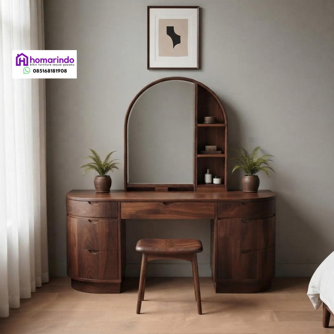 Meja Rias Kayu Jati Minimalist Modern Elegan