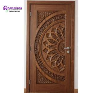 Pintu CNC Kayu Jati Ukir Motif Mandala