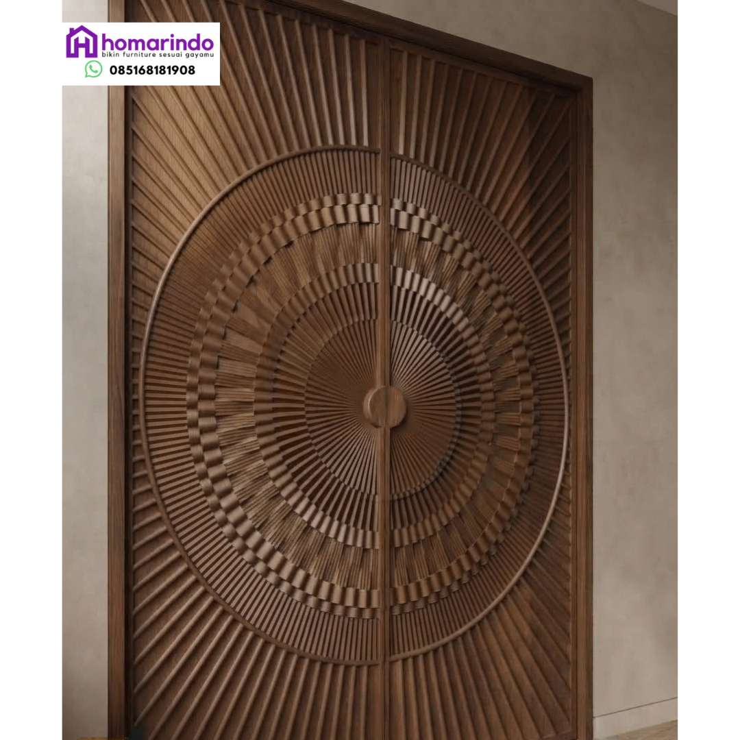 Pintu CNC Minimalist Modern Kayu Jati Mewah Pintu CNC Minimalist Modern Kayu Jati Mewah