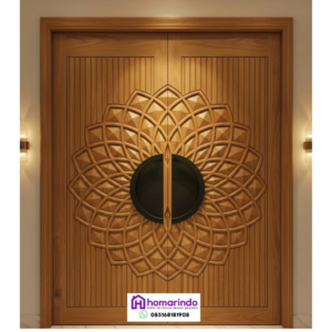 Pintu CNC Double Motif Mandala Kayu Jati