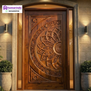 Pintu Utama Kayu Jati Motif Ukiran CNC