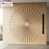 Pintu Utama Minimalis CNC Kayu Solid Motif Sunburst Radiance Homarindo 