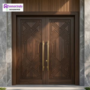 Pintu Kayu Utama Minimalis Modern CNC Motifs Geometris Homarindo