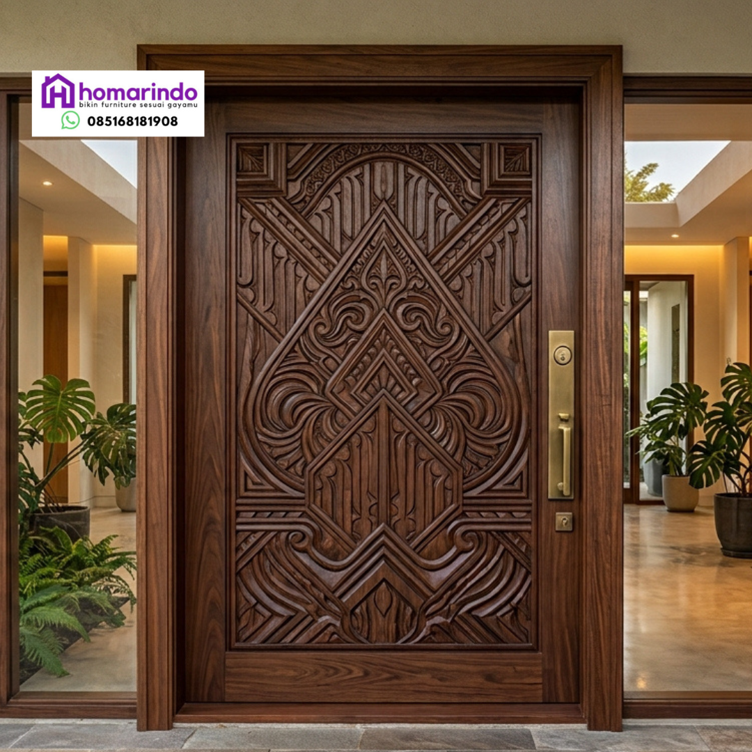 Pintu Kayu Utama Ukir CNC Modern Homarindo 