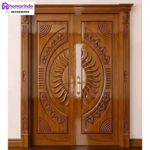 Pintu Kayu CNC Motif Ukiran Surya Elegan Premium