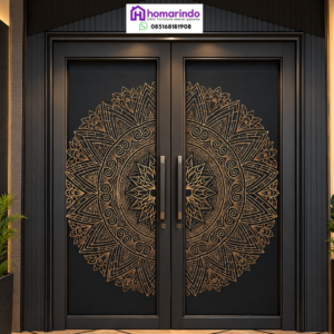 Pintu CNC Kayu Utama Ukiran Mandala Circular Etnik Homarindo