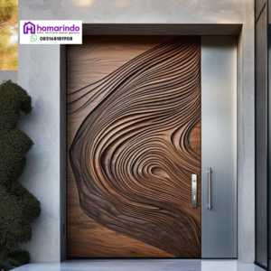 Pintu Kayu Minimalis Ukiran CNC Wave Parametric Modern