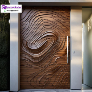 Pintu Utama Modern Ukir CNC Wave Organik Homarindo 