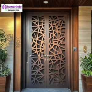 Pintu Utama Minimalis CNC Custom Geometric Motif