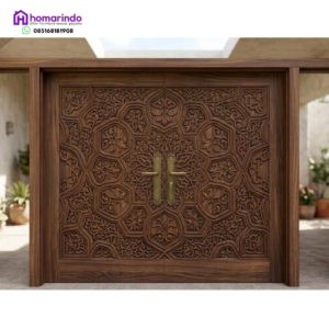 Pintu Kayu Utama Ukir CNC Motif Geometric Arabic Luxury Homarindo