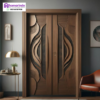 Pintu Kayu Utama Ukiran CNC 3D Modern Organik 