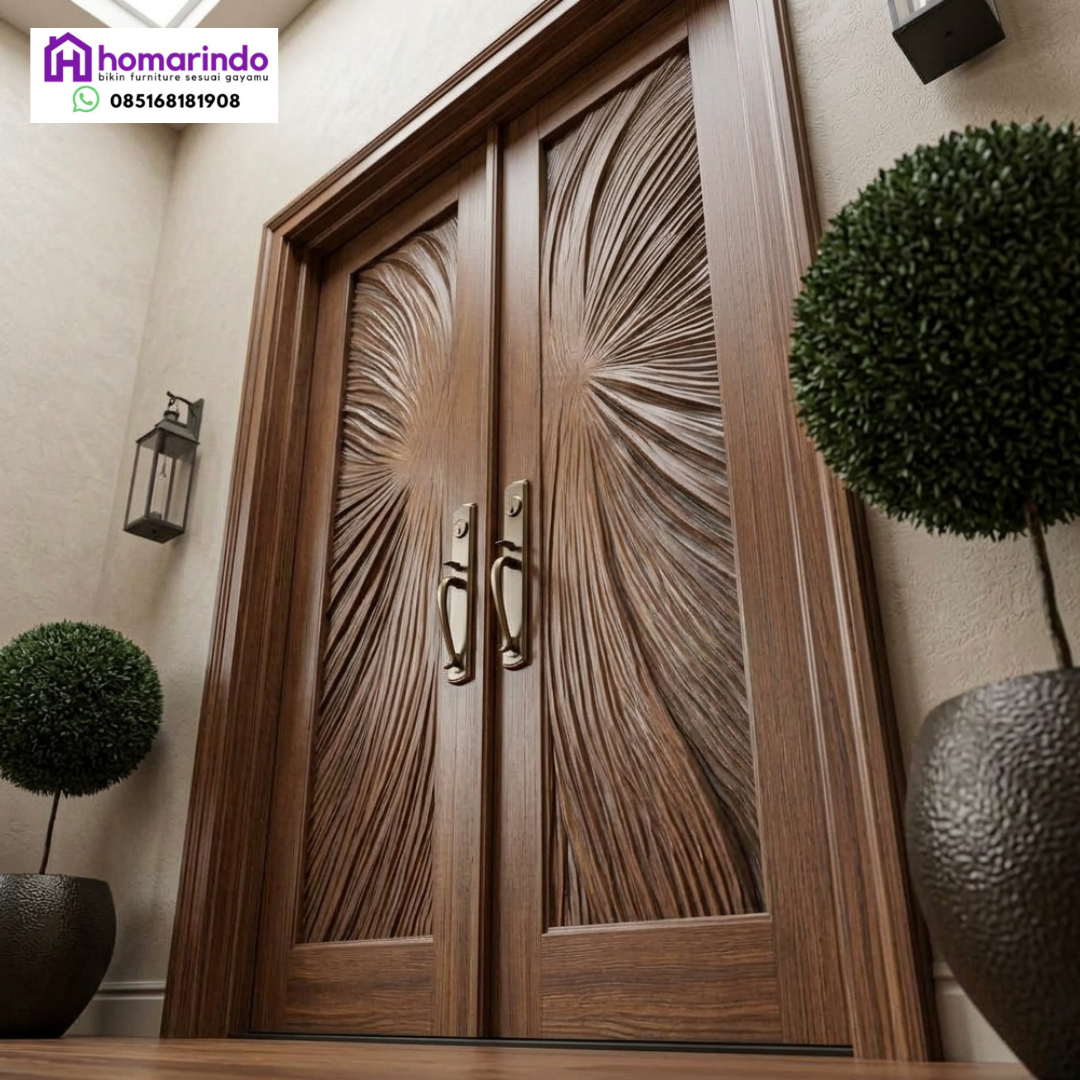 Pintu Utama CNC Ukir Modern Motif Pancaran Sunburst Pintu Utama CNC Ukir Modern Motif Pancaran Sunburst