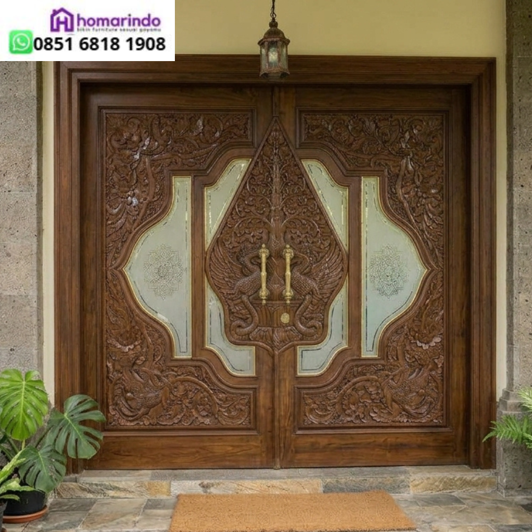 Pintu Kupu Tarung Jati Ukiran CNC Klasik Estetik