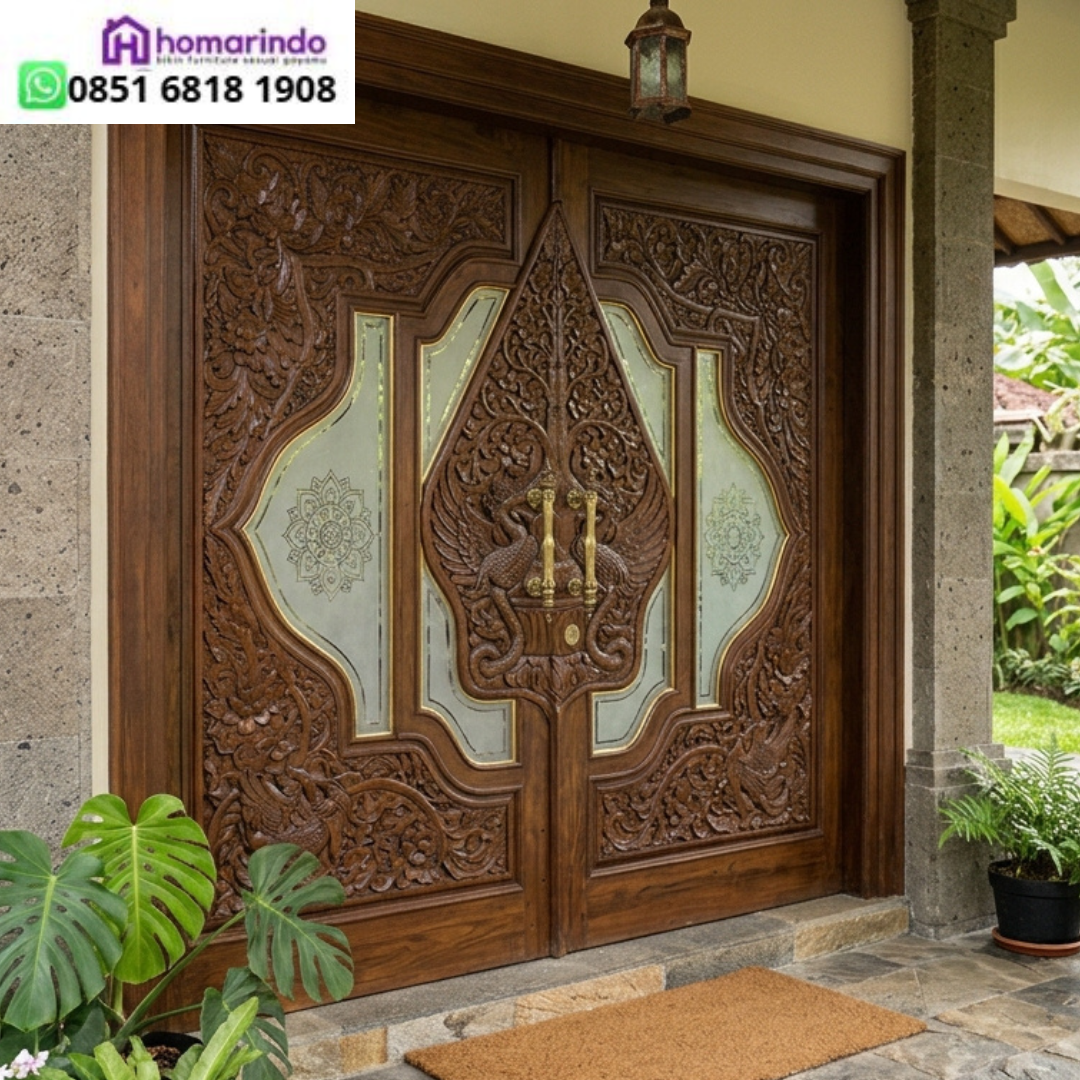 Pintu Kupu Tarung Jati Ukiran CNC Klasik Estetik Pintu Kupu Tarung Jati Ukiran CNC Klasik Estetik