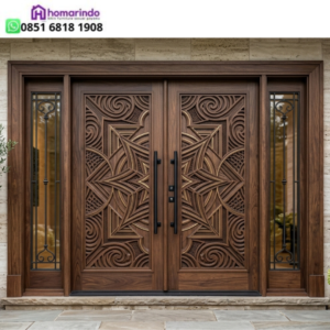 Pintu Utama Double CNC Ukiran Klasik Modern
