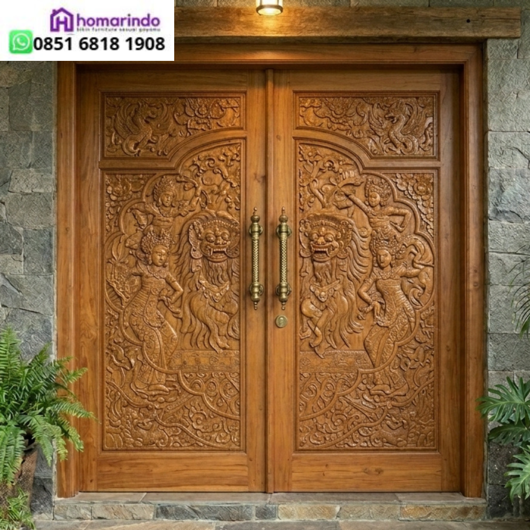 Pintu Utama Double CNC Motif Etnik Klasik 