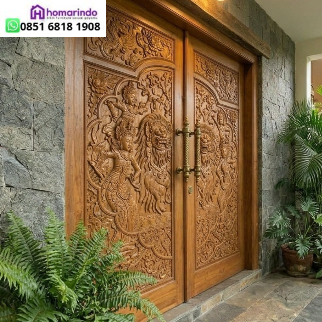 Pintu Utama Double CNC Motif Etnik Klasik Pintu Utama Double CNC Motif Etnik Klasik