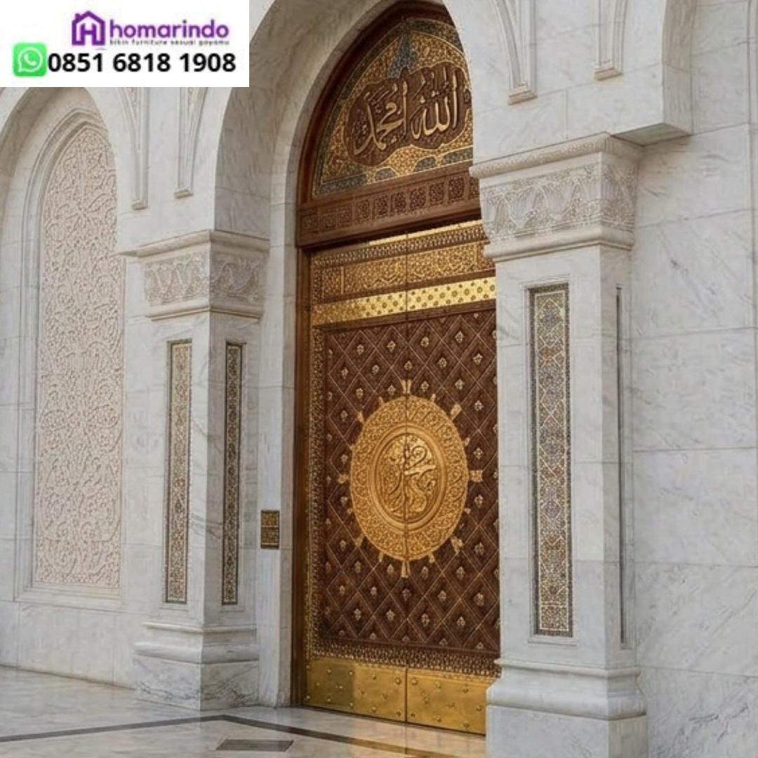 Pintu Nabawi Kayu Jati Ukir Kuningan Premium Pintu Nabawi Kayu Jati Ukir Kuningan Premium