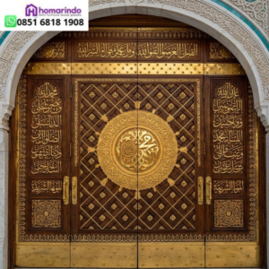 Pintu Nabawi Eksklusif Kombinasi Kayu Jati Perhutani & Kuningan Murni