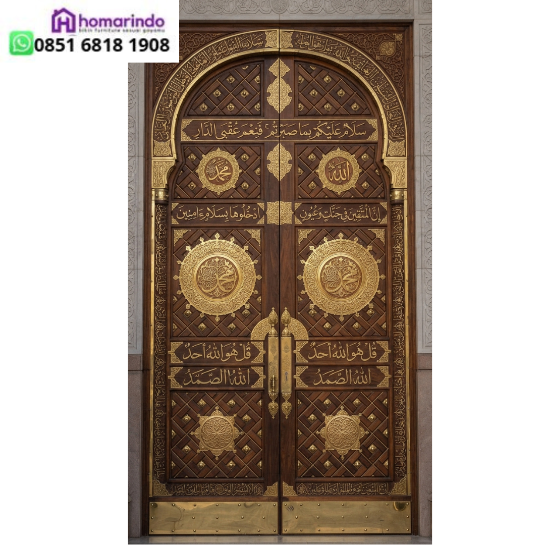 Pintu Masjid Kayu Jati Motif Nabawi Premium Produksi Homarindo
