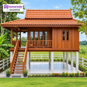 Rumah Panggung Kayu Jati Modern Nuansa Resor Tropis
