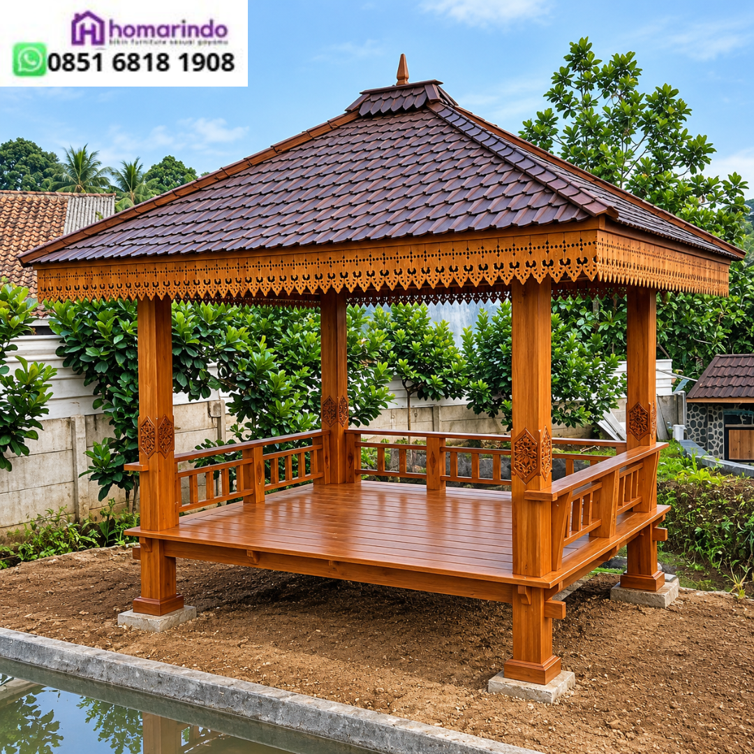 Royal Pavilion Jati 3x3: Gazebo Taman Mewah Royal Pavilion Jati 3x3: Gazebo Taman Mewah