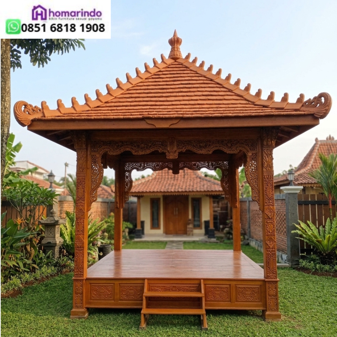 Gazebo Kayu Jati Ukir Jepara 2x2