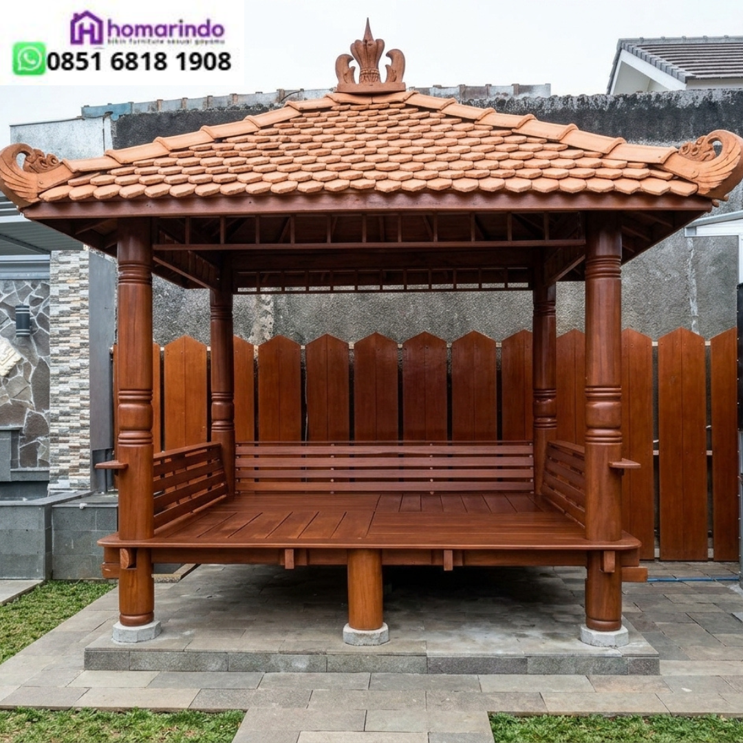 Gazebo Kayu Jati Minimalis 3x3