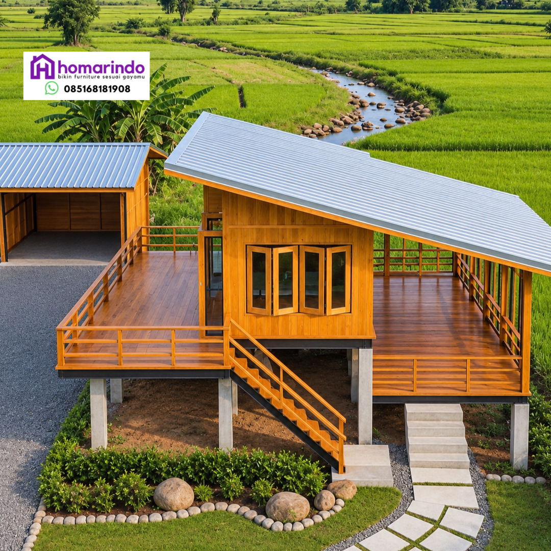 Rumah Panggung Kayu Jati Modern