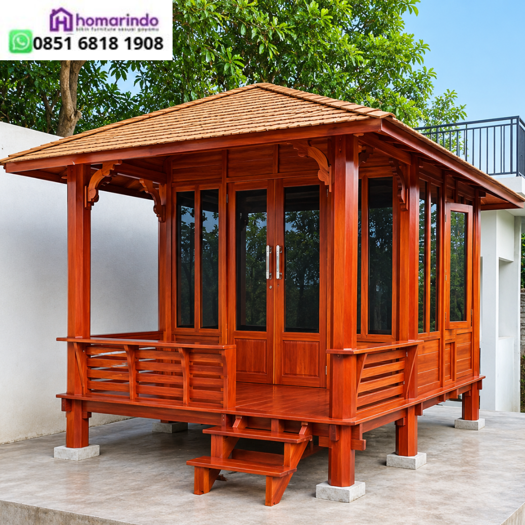 Gazebo Rumah Kaca Jati Tipe 3x4 Pintu Kupu-Tarung