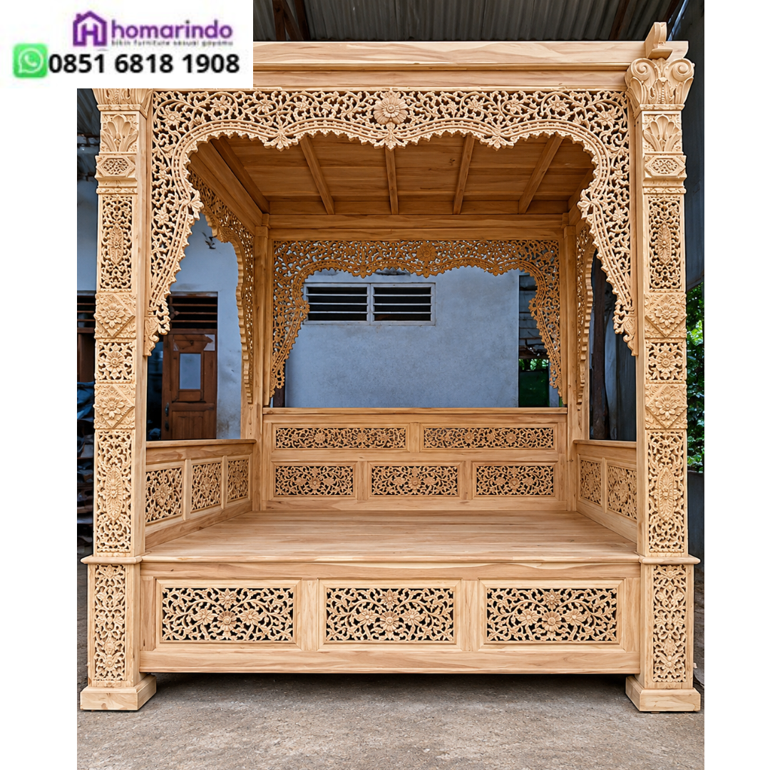 Gazebo Kayu Jati 2x2 Masterpiece Ukir Relief 3D Jepara