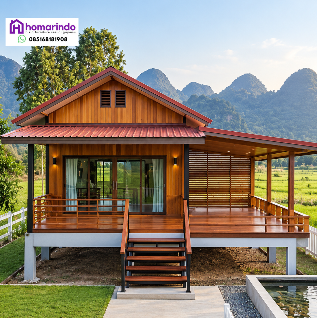 Rumah Panggung Kayu Jati Minimalis Modern