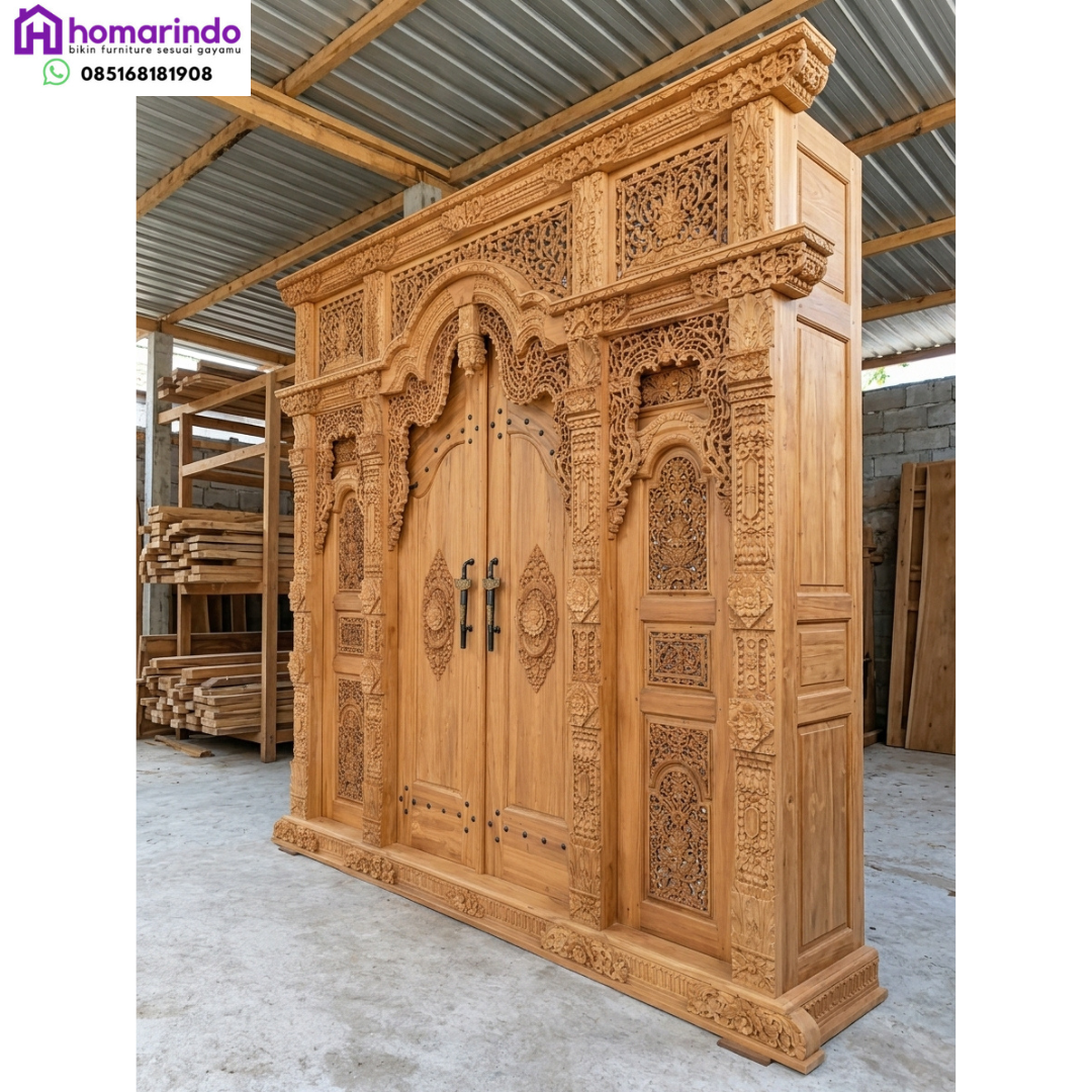 Mahakarya Pintu Gebyok Kayu Jati Ukir Kerajinan Halus Jepara Mewah Mahakarya Pintu Gebyok Kayu Jati Ukir Kerajinan Halus Jepara Mewah