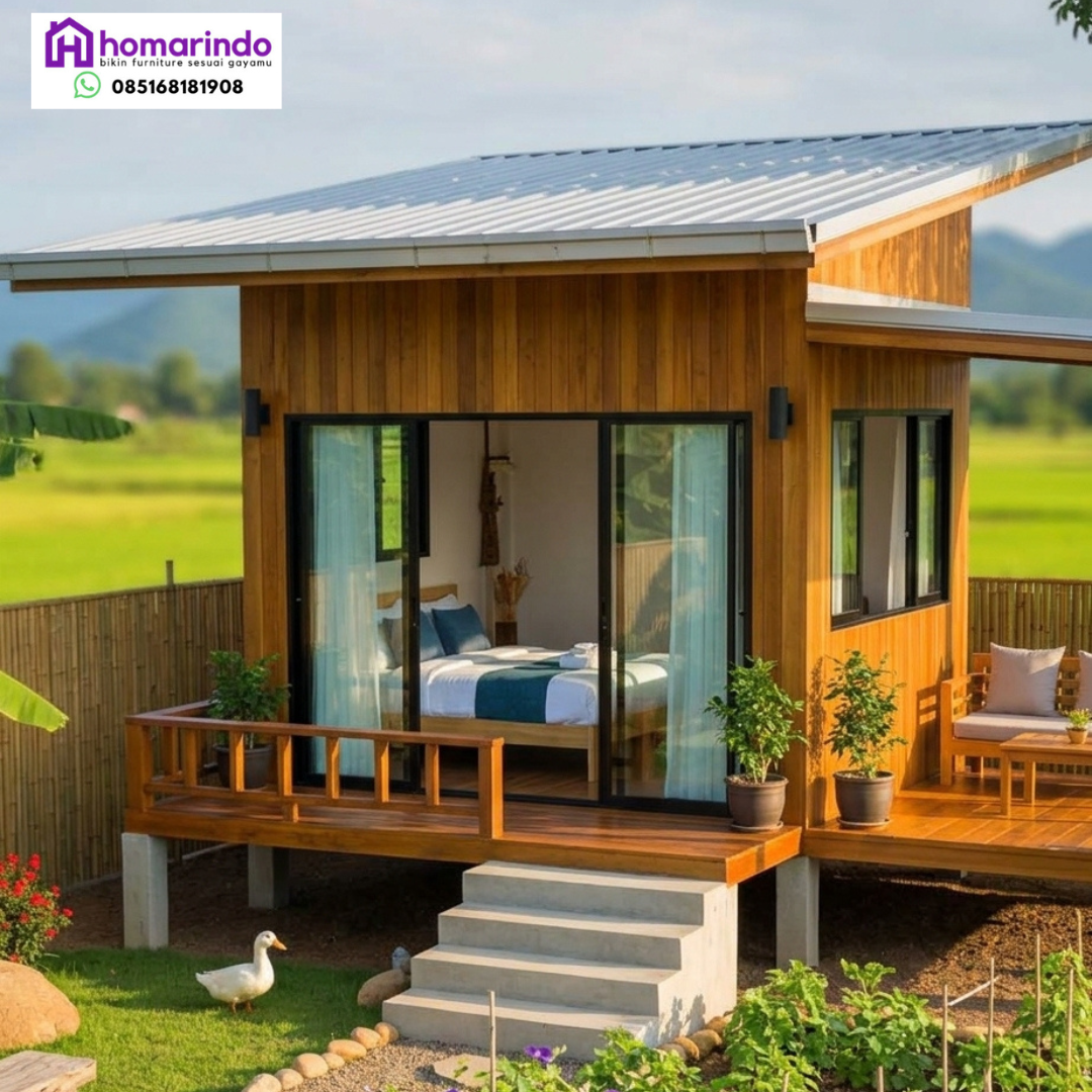 Rumah Panggung Kayu Jati Gaya Resort Santai Tropis