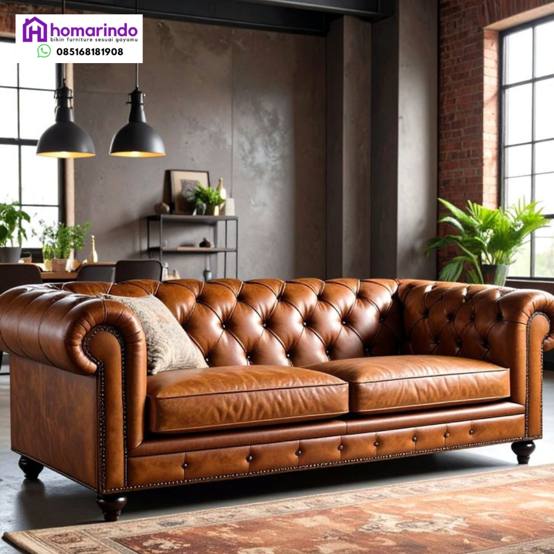 Sofa Chesterfield Kulit Sapi Asli Nuansa Ruang Utami Prestisius