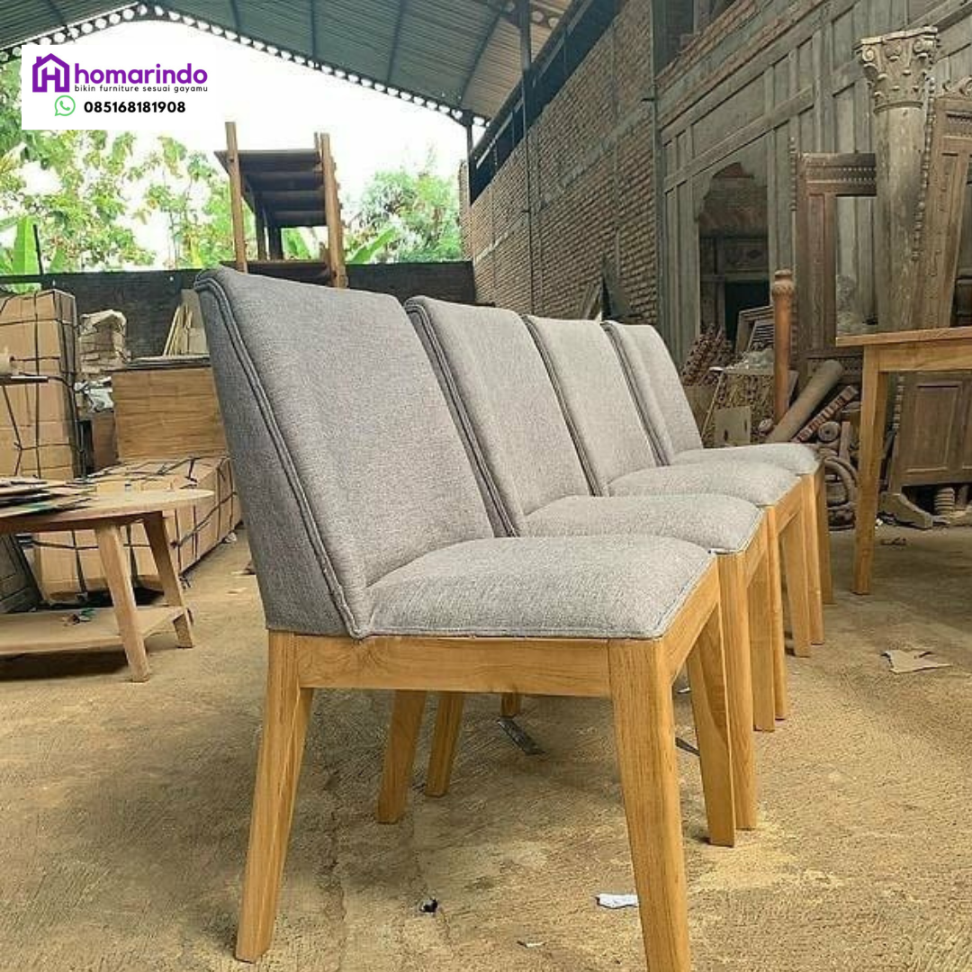 ## Pesona Elegan Set Meja Makan Kayu Jati Jok Abu Modern