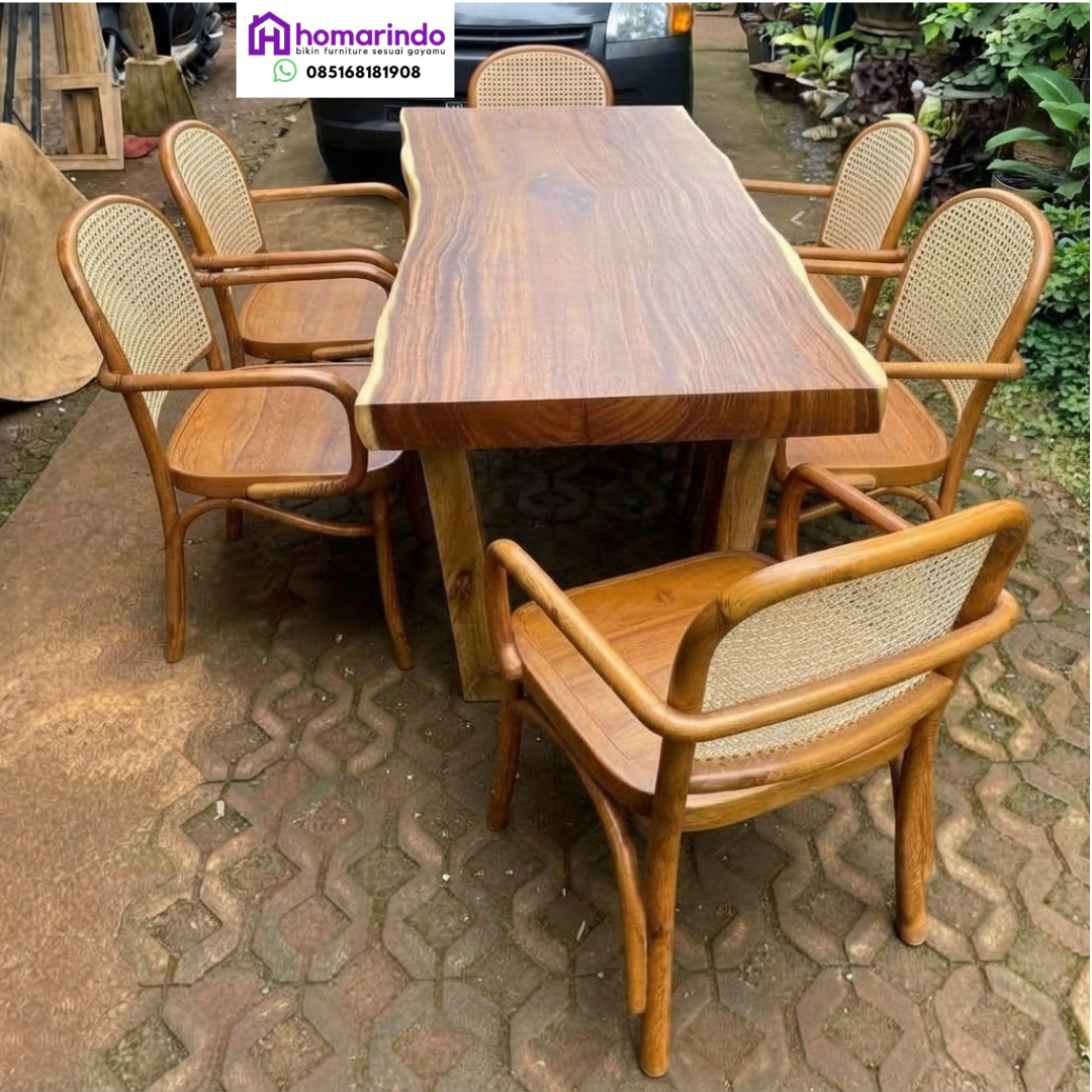 Set Meja Makan Trembesi Enam Kursi