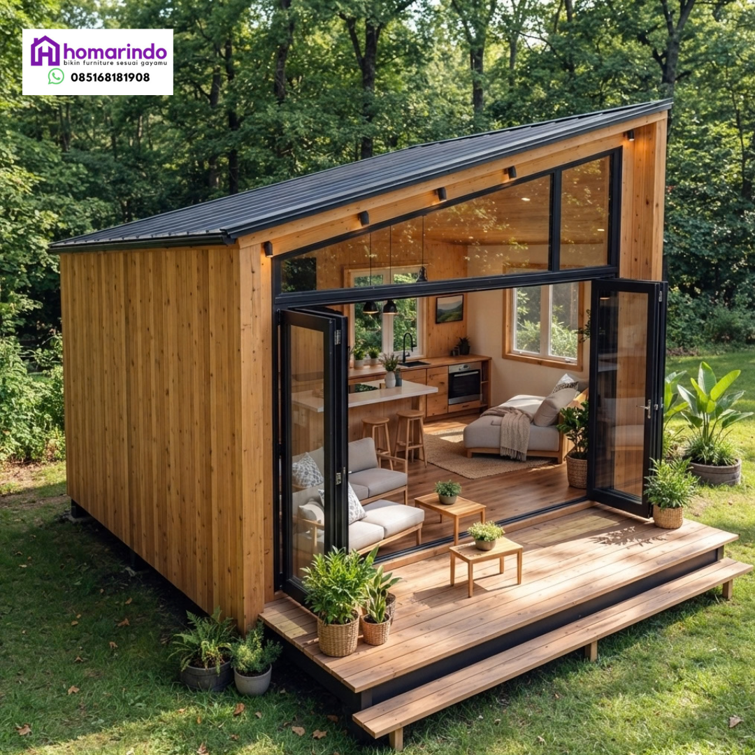 Rumah Kabin Kayu Jati Modern Minimalis Rumah Kabin Kayu Jati Modern Minimalis