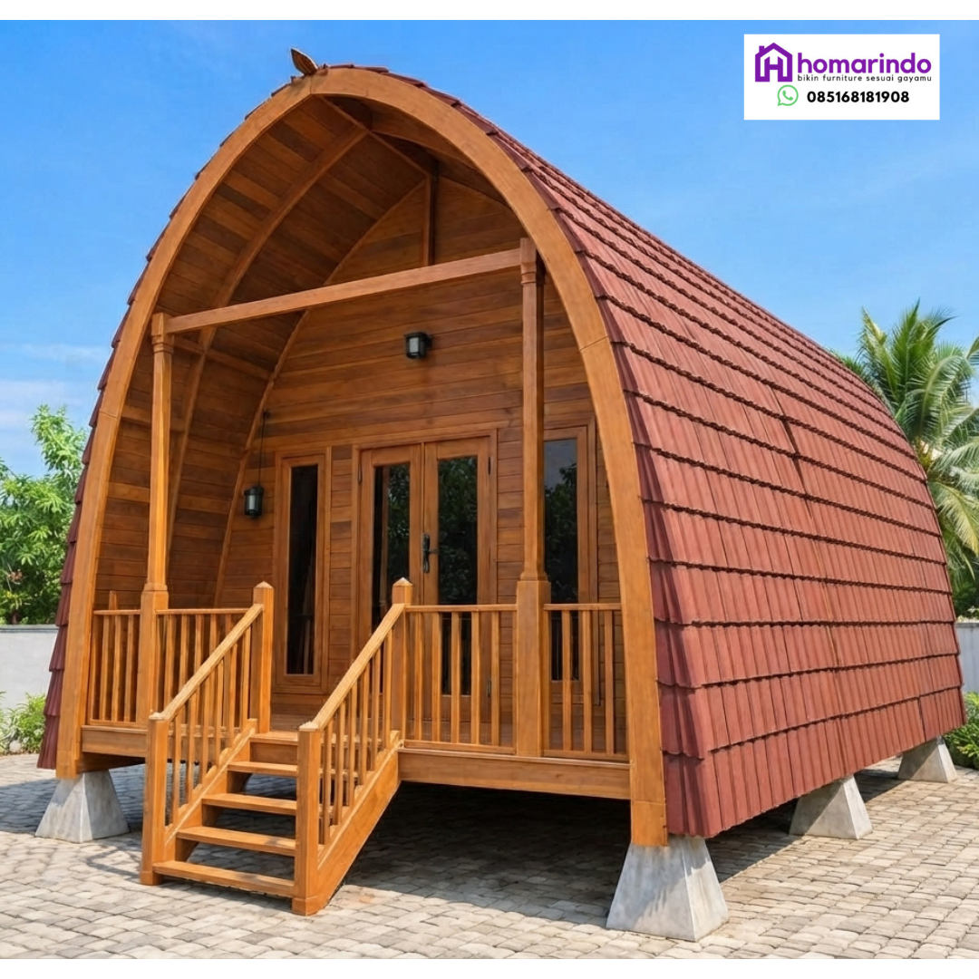 Rumah Lumbung Kayu Jati A-Frame Minimalis Modern Rumah Lumbung Kayu Jati A-Frame Minimalis Modern