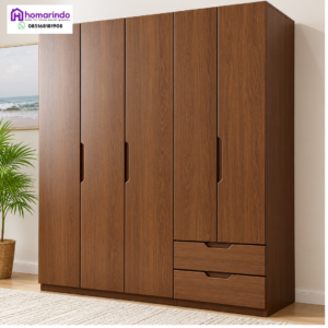 Lemari Kayu Jati Minimalis Modern Lima Pintu