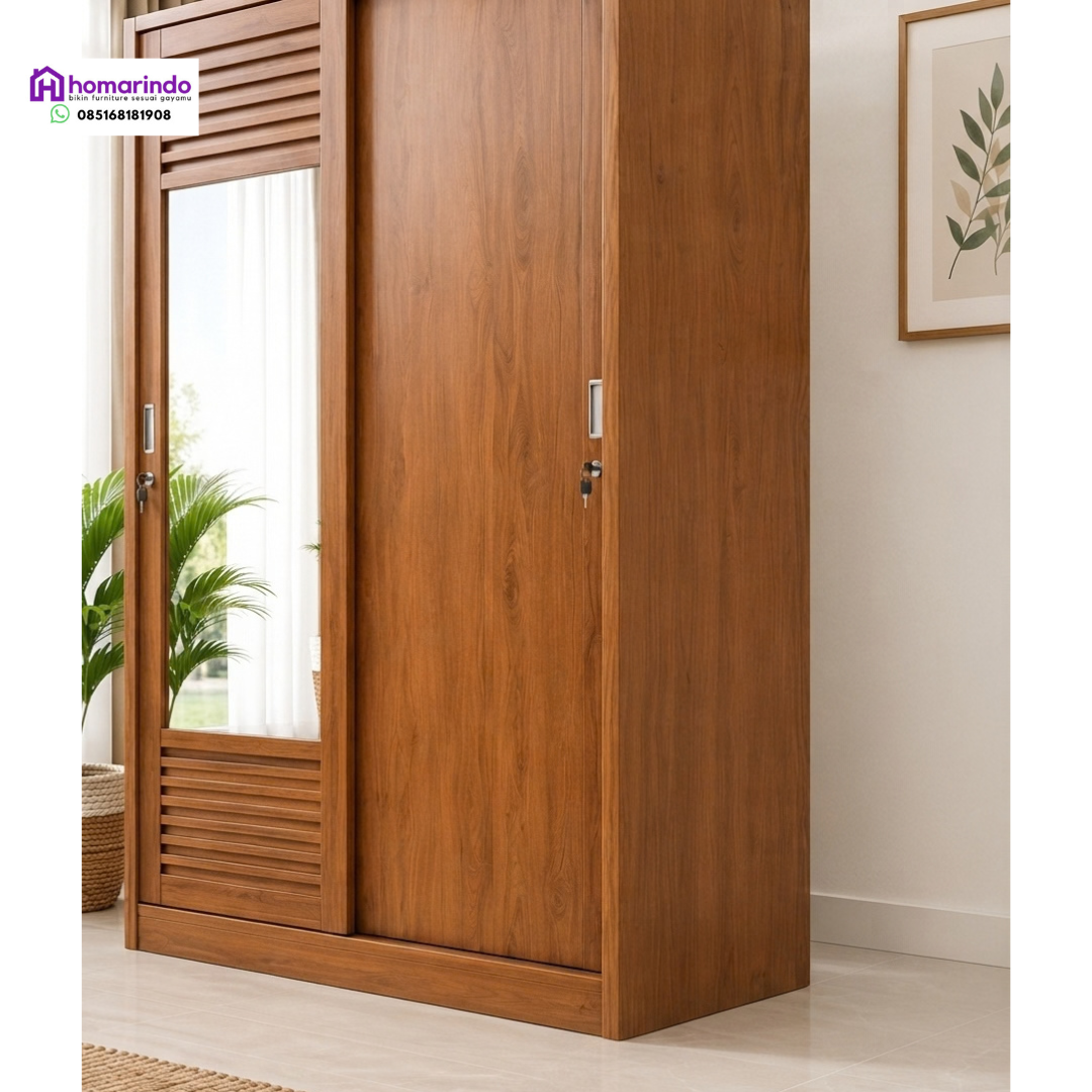 Lemari Kayu Jati Minimalis Pintu Geser Cermin Lemari Kayu Jati Minimalis Pintu Geser Cermin
