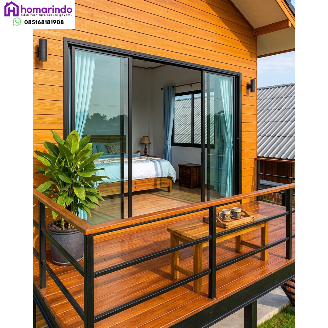 Rumah Panggung Kayu Jati Minimalis Modern Tipe 6x7 Rumah Panggung Kayu Jati Minimalis Modern Tipe 6x7