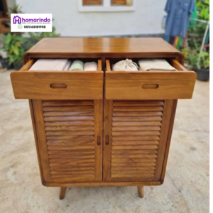 Rak Sepatu Kayu Jati Minimalis Modern