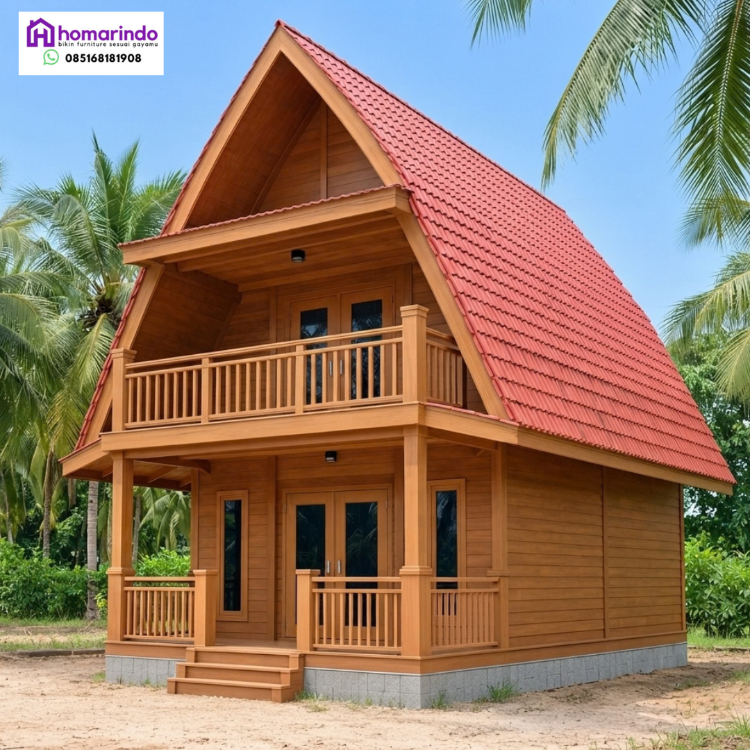 Rumah Lumbung Kayu Jati Dua Lantai Atap Merah Eksklusif Rumah Lumbung Kayu Jati Dua Lantai Atap Merah Eksklusif