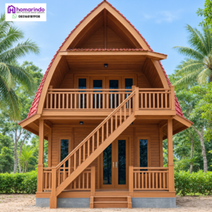 Rumah Lumbung Kayu Jati Dua Lantai Desain Klasik Estetik