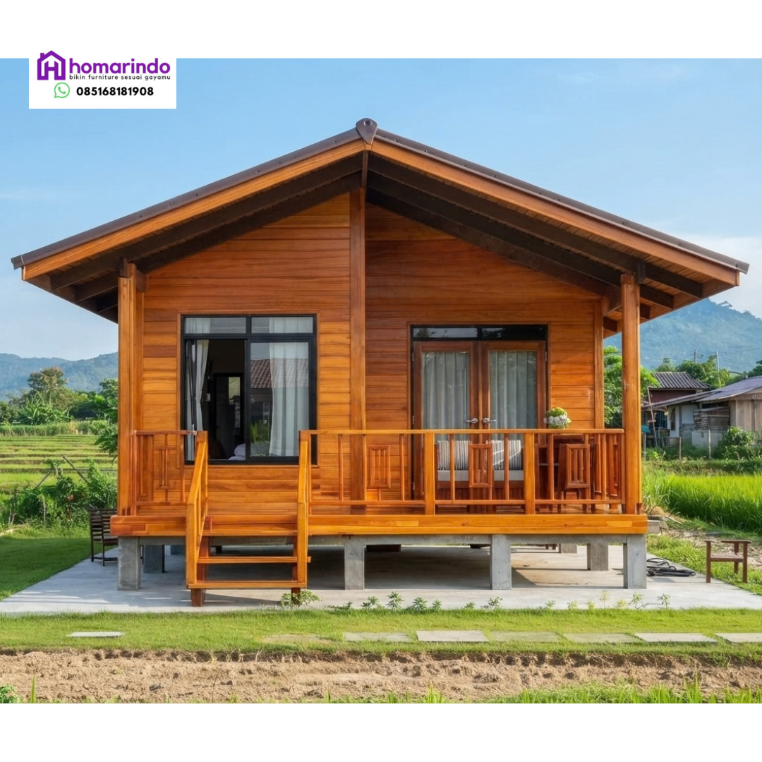 Rumah Panggung Kayu Jati Minimalis Modern