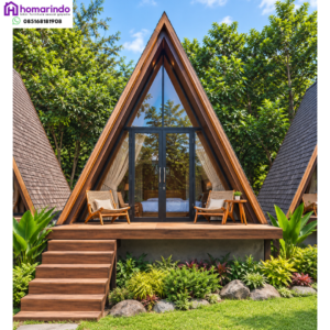 Rumah Segitiga Kayu Jati Minimalis Modern